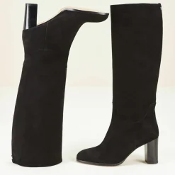 Bottes en Velours de Cuir Cavanna noires - Talon 7 cm