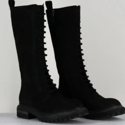 Bottes en Velours de Cuir Granada noires