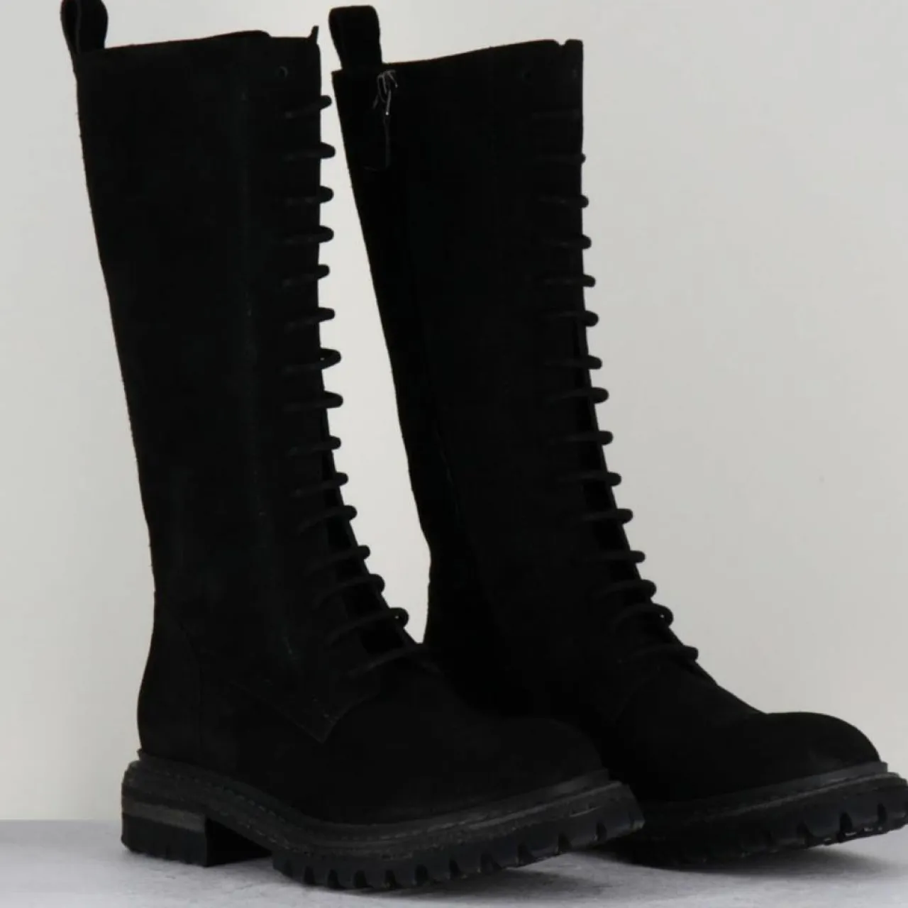 Bottes en Velours de Cuir Granada noires
