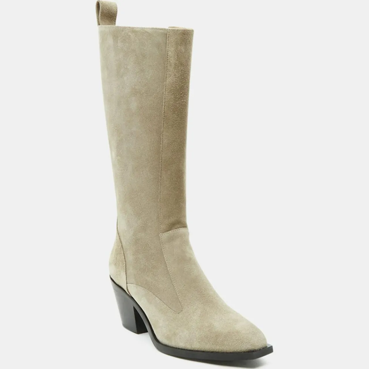 Bottes en Velours de Cuir beiges - Talon 7 cm