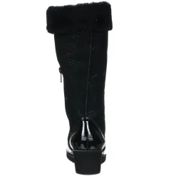 Bottes fourrées en Velours de Cuir Carlin noires - Talon 5 cm