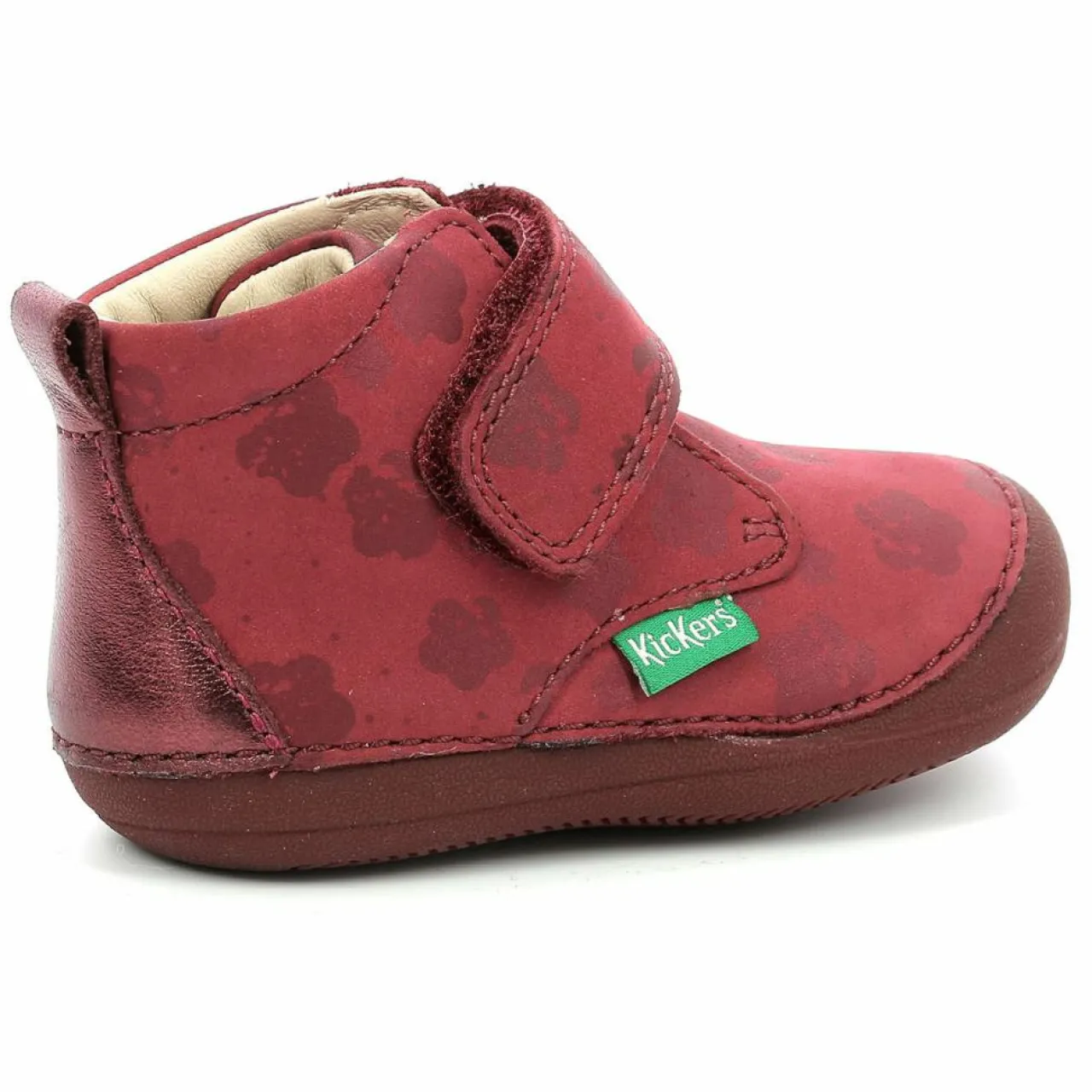 Bottillons en Cuir Sabio à fleurs bordeaux