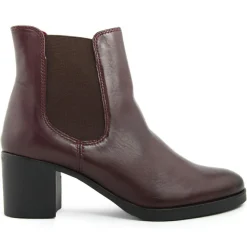 Bottines à talon en Cuir Nelly bordeaux - Talon 6 cm