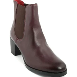 Bottines à talon en Cuir Nelly bordeaux - Talon 6 cm
