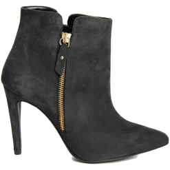 Bottines à talon en Velours de Cuir Cleopatre noires - Talon 10 cm