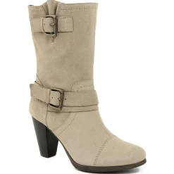 Bottines à talon en Velours de Cuir Carol castor - Talon 8.5 cm