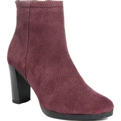 Bottines à talon en Velours de Cuir Vivi vin - Talon 8.5 cm