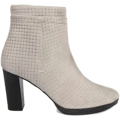 Bottines à talon en Velours de Cuir Vivi castor - Talon 8.5 cm