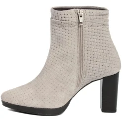 Bottines à talon en Velours de Cuir Vivi castor - Talon 8.5 cm