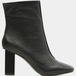 Bottines en Cuir à talon géométrique noires - Talon 8,5 cm