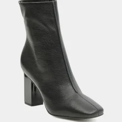 Bottines en Cuir à talon géométrique noires - Talon 8,5 cm