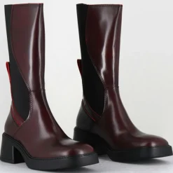 Bottines en Cuir & Textile flavia bordeaux