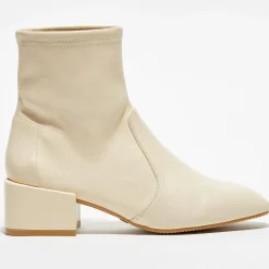 Bottines en Cuir Accordion vanille - Talon 5 cm