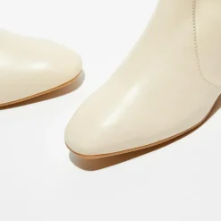 Bottines en Cuir Accordion vanille - Talon 5 cm