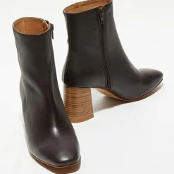 Bottines en Cuir Alba marron - Talon 8,5 cm