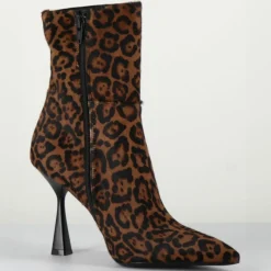 Bottines en Cuir Asia leopard - Talon 9.5 cm