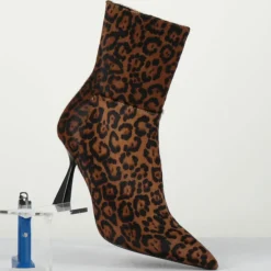 Bottines en Cuir Asia leopard - Talon 9.5 cm