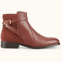 Bottines en Cuir bi-matière Varenne marron