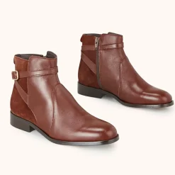 Bottines en Cuir bi-matière Varenne marron