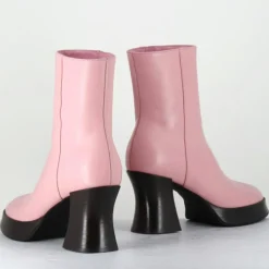 Bottines en Cuir blau roses - Talon : 7.5cm