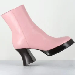 Bottines en Cuir blau roses - Talon : 7.5cm