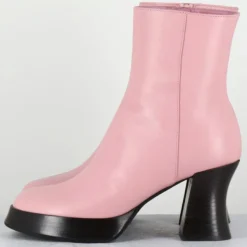 Bottines en Cuir blau roses - Talon : 7.5cm