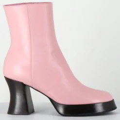 Bottines en Cuir blau roses - Talon : 7.5cm