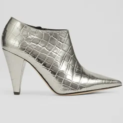 Bottines en Cuir croco Talulla argentées - Talon 9 cm