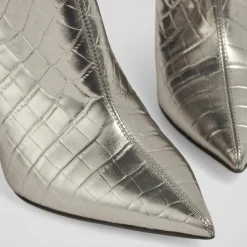 Bottines en Cuir croco Talulla argentées - Talon 9 cm