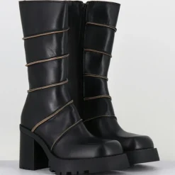 Bottines en Cuir graciane noires - Talon : 9.5cm