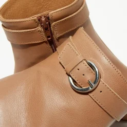 Bottines en Cuir Julia camel - Talon 7,5 cm