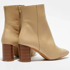 Bottines en Cuir Lena café au lait - Talon 8 cm