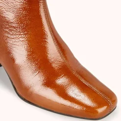 Bottines en Cuir légèrement verni Valonia marron - Talon 5 cm