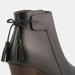 Bottines en Cuir Marie marine foncé - Talon 7 cm