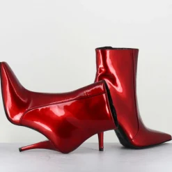 Bottines en Cuir mecha galaxie rouges - Talon : 9.5cm
