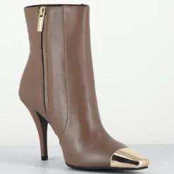 Bottines en Cuir mecha grège - Talon : 9.5cm