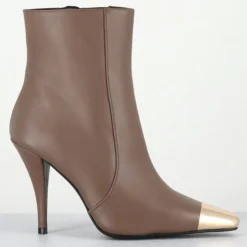 Bottines en Cuir mecha grège - Talon : 9.5cm