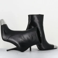 Bottines en Cuir mecha noires - Talon : 9.5cm