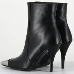 Bottines en Cuir mecha noires - Talon : 9.5cm