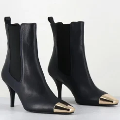 Bottines en Cuir nako bleu marine foncé - Talon : 7.5cm