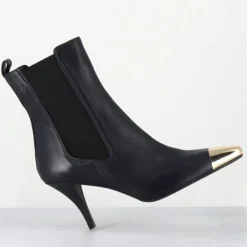 Bottines en Cuir nako bleu marine foncé - Talon : 7.5cm