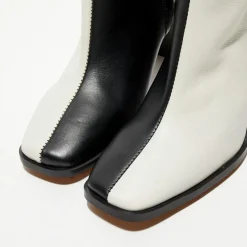 Bottines en Cuir Nicole bicolore noir/beige - Talon 8,5 cm