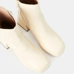 Bottines en Cuir plateforme beiges - Talon 9 cm