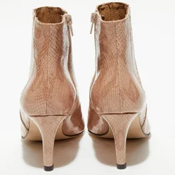 Bottines en Cuir python Suzanne rose/marron - Talon 7 cm