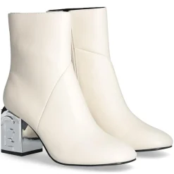 Bottines en Cuir Sara blanches - Talon 7 cm
