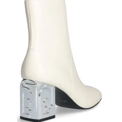 Bottines en Cuir Sara blanches - Talon 7 cm