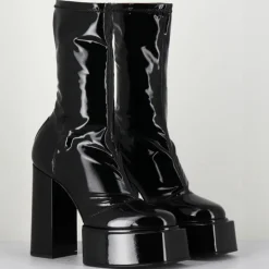 Bottines en Cuir verni Victoria noires - Talon 11.5 cm