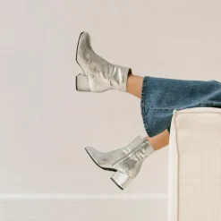 Bottines en Sequins Darlene Bis argentées - Talon 6.5 cm