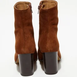 Bottines en Velours de Cuir Ginny camel - Talon 7,5 cm