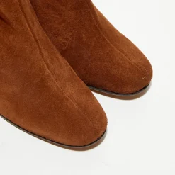 Bottines en Velours de Cuir Ginny camel - Talon 7,5 cm